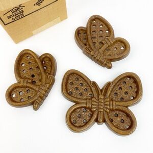 Vintage Homeco Burwood Butterfly Butterflies Set of 3 Wall Decor Composite Retro